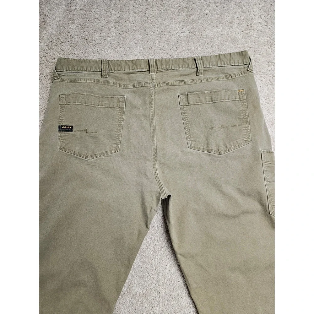 Ariat Rebar M4 Relaxed Straight Leg Work Pants Mens 42x32 Olive Drab Canvas